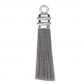 Quasten-Anh&auml;nger, Schmuckteile, Grau,  S-TASSEL-012