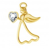 Engel-Anh&auml;nger mit Swarovski Herz, Silberschmuck, ODL-00351 ver.2 