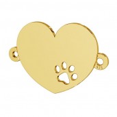 Anh&auml;nger Hundepfote im Herzen, Verbinder, Silberschmuck, LKM-2605 - 0,50 13x19,2 mm