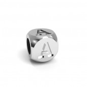 Buchstabenw&uuml;rfel, A, Silberperle, Silberschmuck, CUBE 4,8X4,8 MM