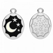 Mond mit Sternenanh&auml;nger, Giessharz, Schmuckteile, Silberschmuck, ODL-01147 13,5x19,5 mm ver.2