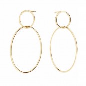 Kreis-Ohrstecker, 14K Gold AU 585, Goldschmuck,  SG - KLS-34 34x44,4 mm