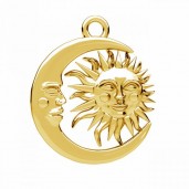 Sonne und Mond Anhänger, Silberschmuck, Schmuckteile, ODL-01476 18x21 mm