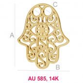 Fatima hamsa hand gold 14K pendant LKZ-00001 - 0,30 mm