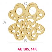 Clover openwork gold 14K pendant LKZ-00006 - 0,30 mm