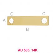 Rechteck 14K gold anhänger LKZ-00018 - 0,30 mm